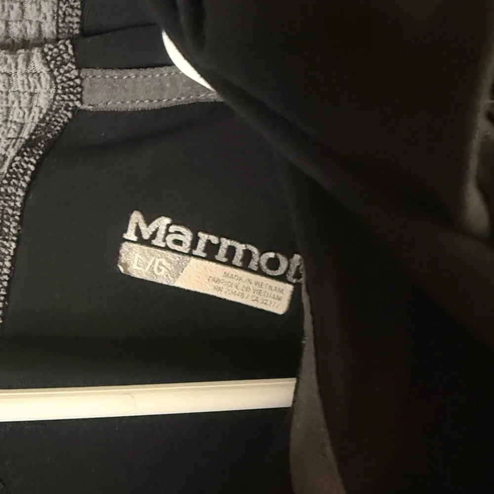 Marmot Variant Hoody Men’s Large Black Gray Hybrid Grid Fleece Jacket C61050